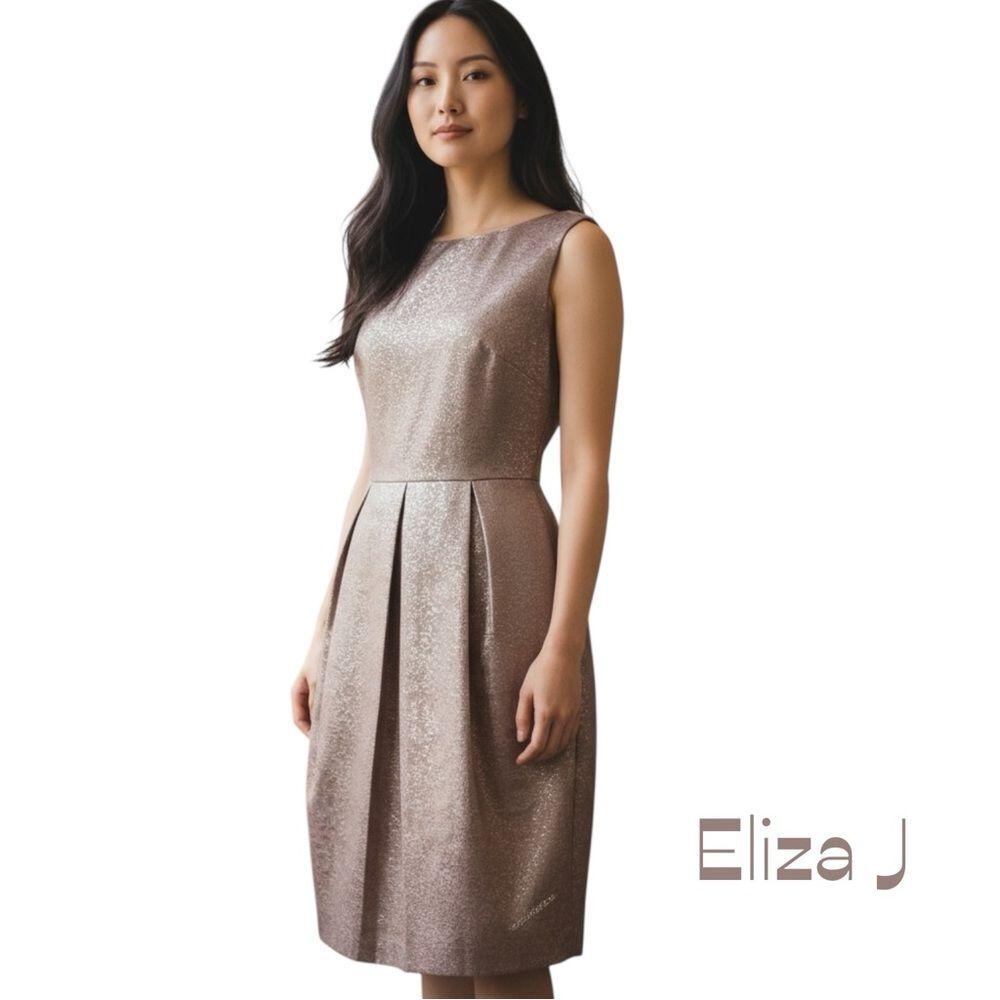 Eliza J Blush Pink Metallic Silver Sleeveless Dress NWOT Size 4